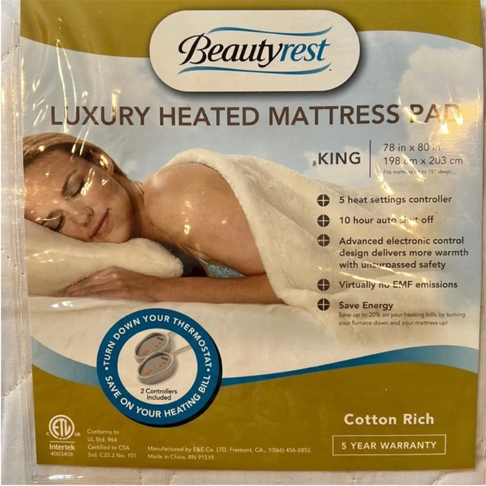 Beautyrest Luxury Heated Mattress Pad - White